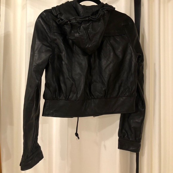 Mike & Chris Hooded Leather Jacket - Picture 3 of 7